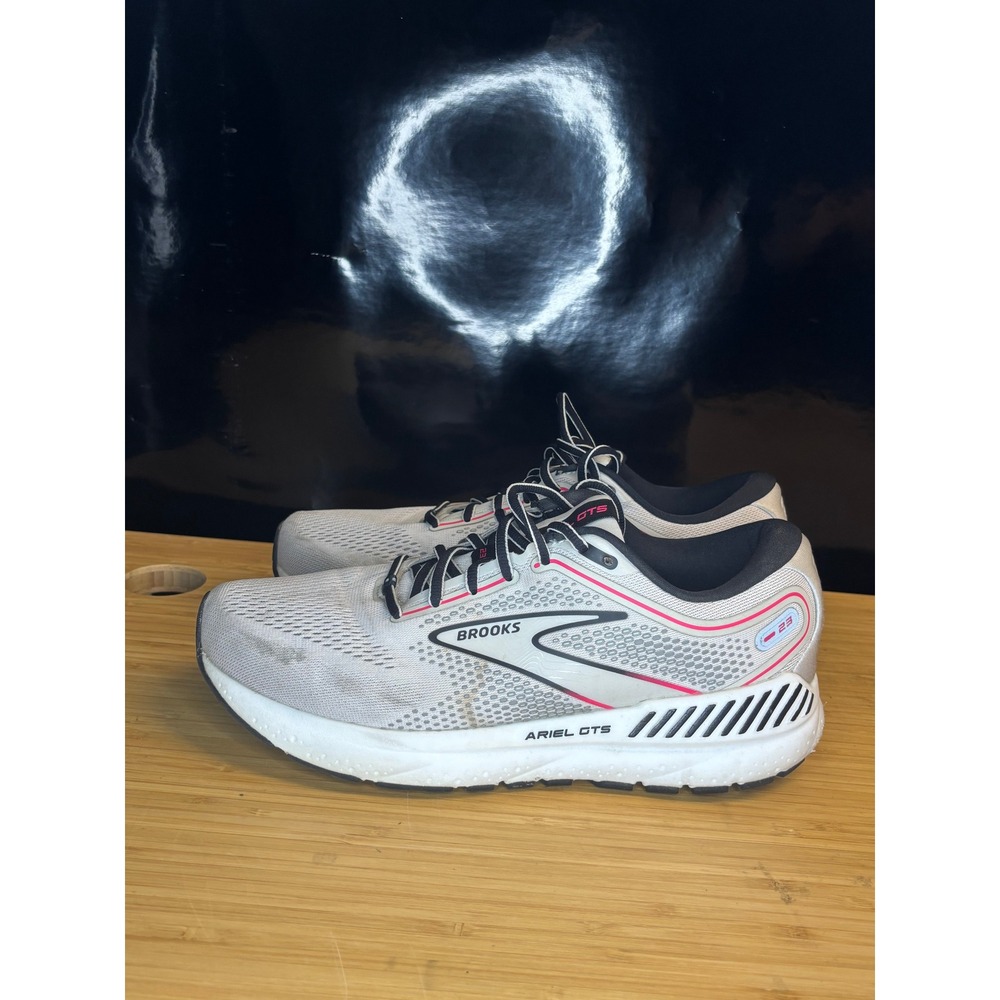 Brooks Ariel GTS 23 Womens 11 Running Shoes White Grey Pink 1203901B078